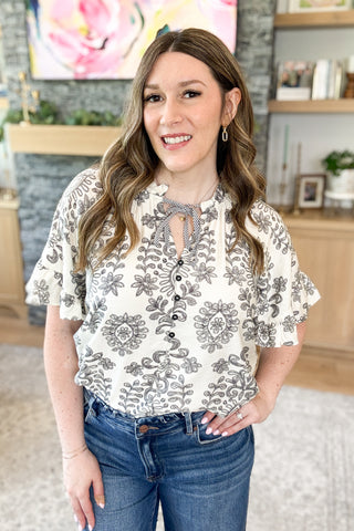Selea Printed Blouse Top