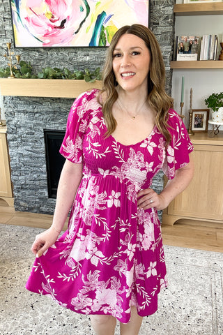 Rachael Smocked Flutter Sleeve Mini Dress