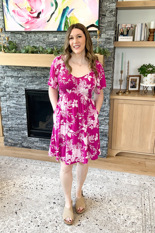 Rachael Smocked Flutter Sleeve Mini Dress