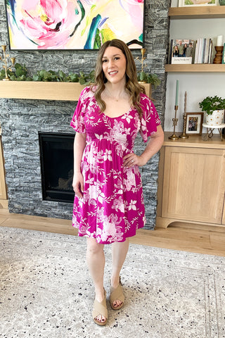 Rachael Smocked Flutter Sleeve Mini Dress