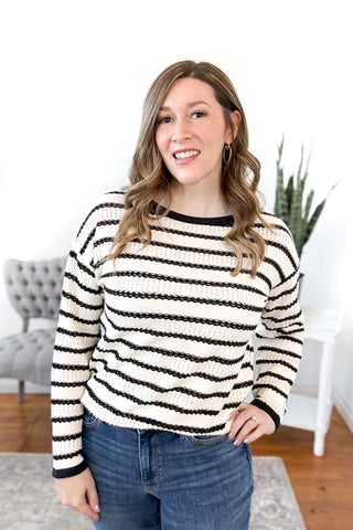 Ellery Striped Open Knit Sweater