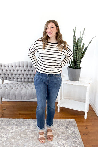 Ellery Striped Open Knit Sweater