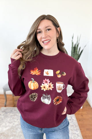 Cozy Autumn Days Collage Pullover Sweatshirt FINAL SALE