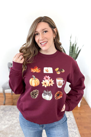 Cozy Autumn Days Collage Pullover Sweatshirt FINAL SALE