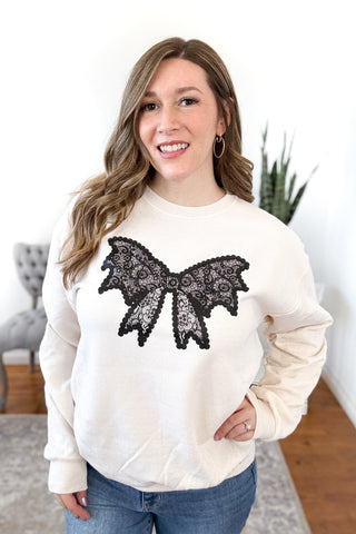 Gothic Lace Bow Pullover Sweatshirt
