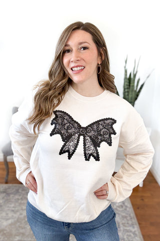 Gothic Lace Bow Pullover Sweatshirt