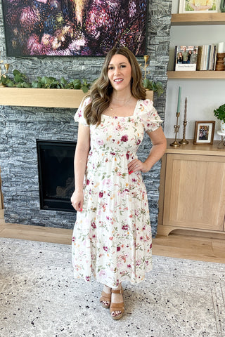 Aniah Smocked Midi Dress