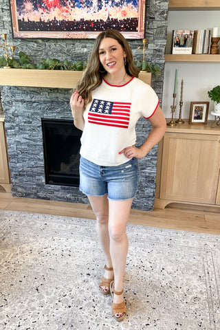 Lindsie Flag Sweater Knit Top