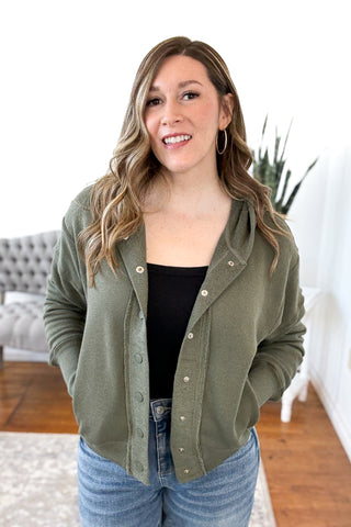Lucey Snap Button Down Hoodie Jacket