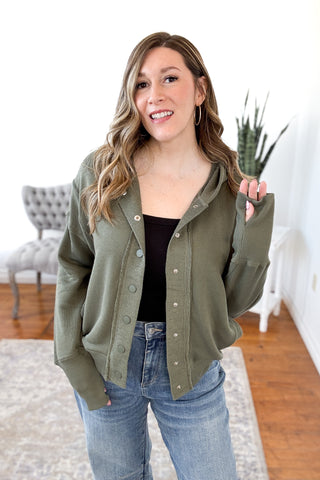 Lucey Snap Button Down Hoodie Jacket