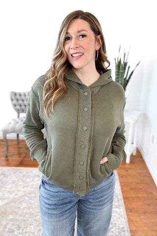 Lucey Snap Button Down Hoodie Jacket