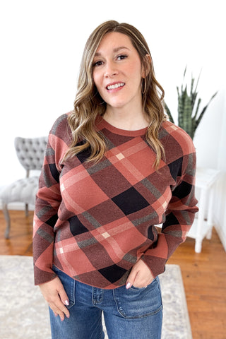 Autum Checked Jacquard Sweater Knit Top