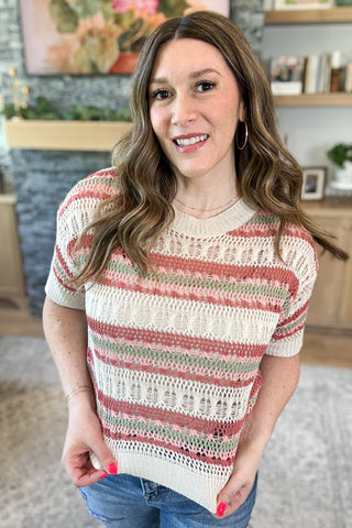 Mirei Open Knit Striped Top