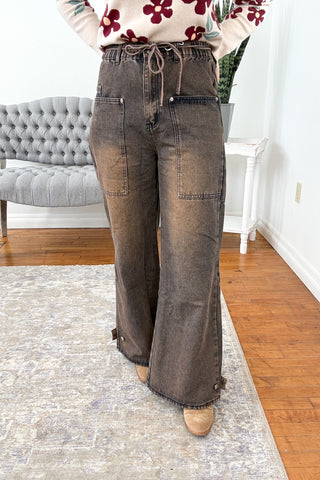Terra Washed Chocolate Cargo Pocket Jeans FINAL SALE