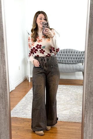 Terra Washed Chocolate Cargo Pocket Jeans FINAL SALE