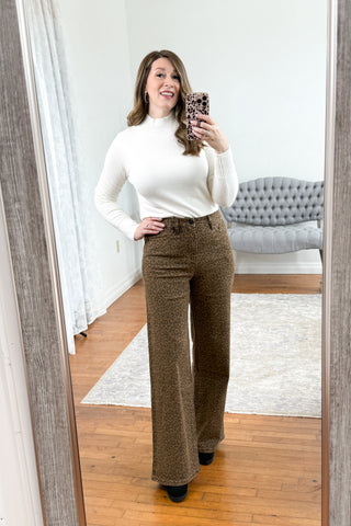 Reina High Rise Animal Print Wide Leg Mica Jeans