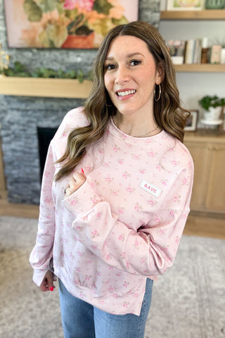 University Side Slit Pullover - Tea Rose
