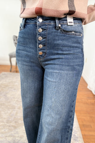 Juna High Rise Button-Fly Wide Leg Judy Blue Jeans