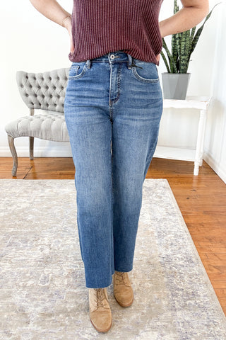 Myranda High Rise Tummy Control Ankle Wide Leg Mica Jeans