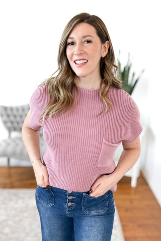 Marie Mock Neck Short Sleeve Sweater