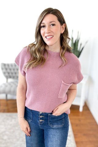 Marie Mock Neck Short Sleeve Sweater