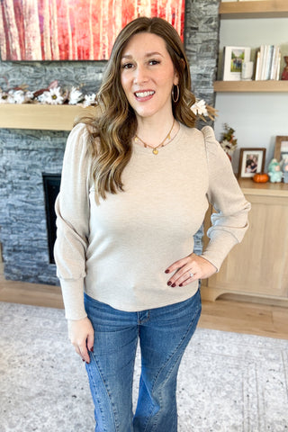 Bridget Puff Sleeve Thermal Knit Top