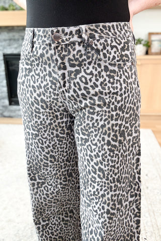 Carllo High Rise Wide Leg Animal Print Mica Jeans
