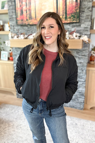 Sophia Cinched Sleeve Zip Up Jacket FINAL SALE