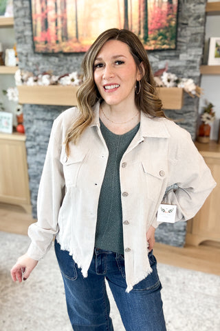 Laurel Corduroy Frayed Hem Jacket