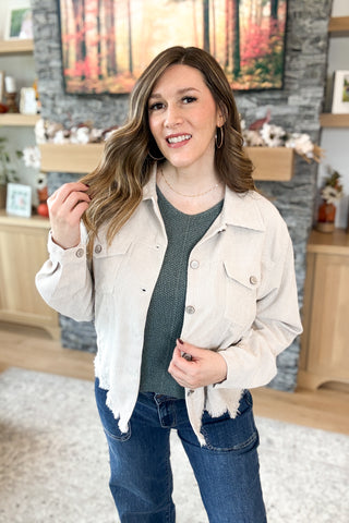 Laurel Corduroy Frayed Hem Jacket