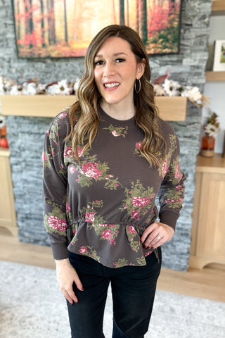 Violette Floral Terry Tie Waist Sweatshirt FINAL SALE