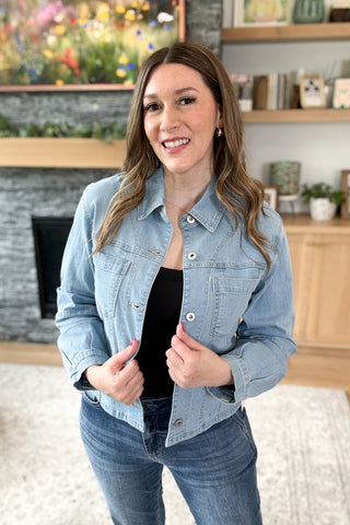 Frankie Seamed Sleeve Mica Jean Jacket