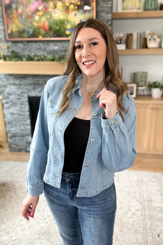 Frankie Seamed Sleeve Mica Jean Jacket