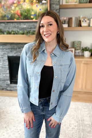 Frankie Seamed Sleeve Mica Jean Jacket