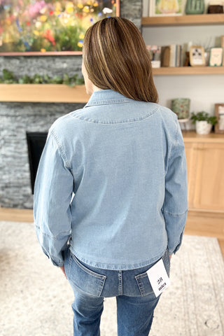 Frankie Seamed Sleeve Mica Jean Jacket