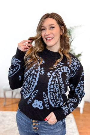 Jadea Paisley Print Knit Sweater