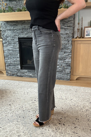 Viviene High Rise Charcoal Straight Leg Mica Jeans