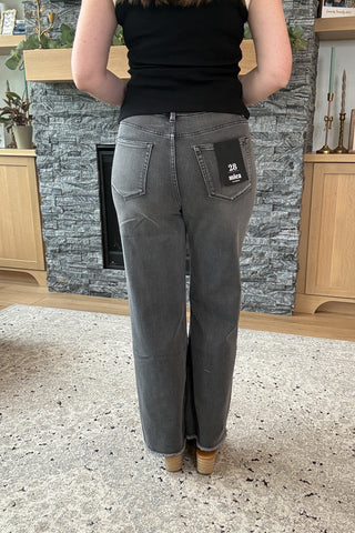 Viviene High Rise Charcoal Straight Leg Mica Jeans