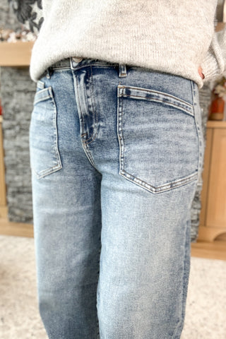 Kayte Patch Pocket Straight Leg Risen Jeans