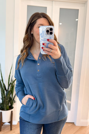 Abby Half Button Fleece Hoodie