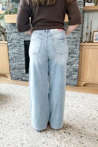 Emmah High Rise Tummy Control Wide Leg Judy Blue Jeans