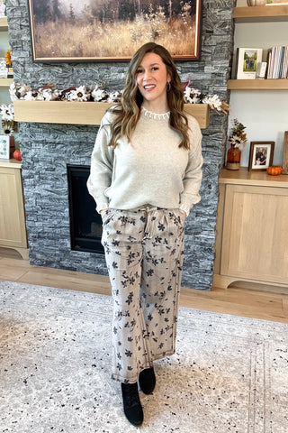 Faye Floral Washed Wide Leg Pants FINAL SALE