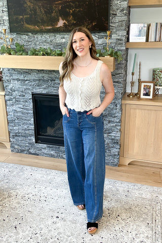Lanna Mid Rise Wide Leg Mica Jeans
