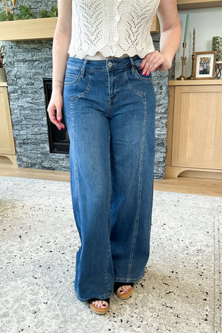 Lanna Mid Rise Wide Leg Mica Jeans