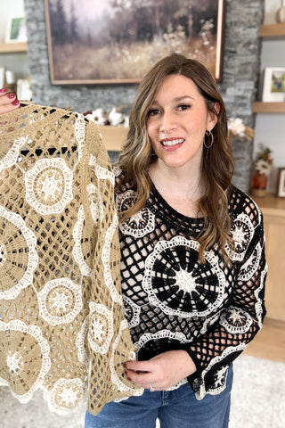 Jaclyn Floral Crochet Cover Up Top FINAL SALE