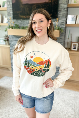 Autumn Sunseeker Linocut Pullover Sweatshirt