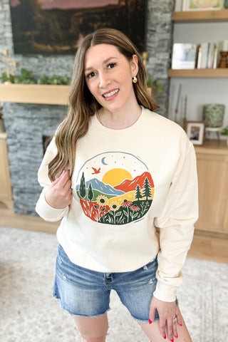 Autumn Sunseeker Linocut Pullover Sweatshirt