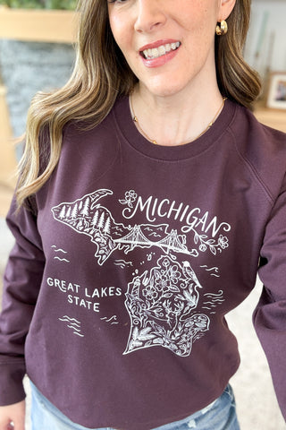 Wild Michigan Line Art Pullover Sweatshirt