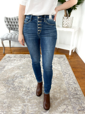 Gabrielle Button Fly Skinny Judy Blue Jeans