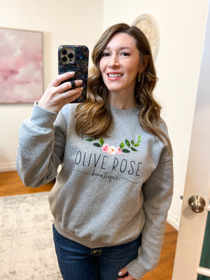 Olive Rose Logo Crewneck Sweatshirt